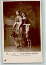 Erzherzogin Magarita und Maria Antonia mit ihren Schäferhunden NPG 5264 Foto AK Adel Ausland