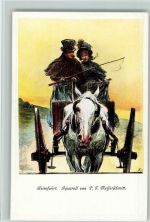 Neujahr - Heimfahrt mit einem Pferdegespann Gemälde von Messerschmitt Velhagen & Klasings