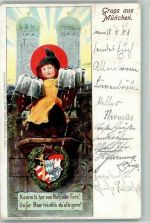 Wappen, Münchner Kindl mit 6 Bierkrügen 1901 AK Münchner Kindl Prägedruck