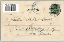 O7000 Leipzig Palmengarten Fontaine Ruderboote Pavillon Schwarz-Weiß-Rot 1900 Lithographie