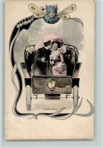 Scolik - Jugendstil Serie , Liebe im Automobil AK Fotoverlag 1901