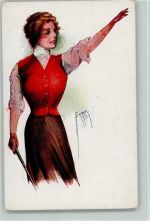Frau im Reiterdress AK Barber, C.