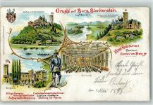 78194 W7717 Hattingen , Baden 1898 Gebrauchsspuren Gruss aus - Litho, Burgplatz, Hotel Restaurant , Speisesaal