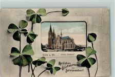 W5021 Köln Altstadt-Nord 103 Passepartout Imitation - Neujahr - Verlag Odemar 10068 AK Städteglückwunsch 1911 Gebrauchsspuren