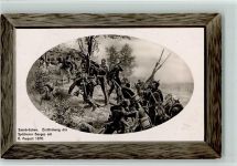 W6600 Saarbrücken Erstürmung des Spicherer Berges am 6. August. 1870 Holzrahmen 1913 Prägedruck