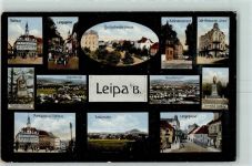 Ceska Lipa Böhmisch Leipa 1916 - Rathaus Langegasse Bredschneiderstraße Kahlenbergstraße Cafe Restaurant Union Paudler-Denkmal Schmeykal-Denkmal Marktplatz