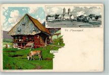 W7811 St. Märgen Velten Künstlerkarte 48? AK Rankmühle Mutter, K. Lithographie