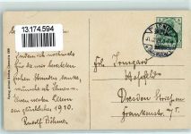01896 O8514 Pulsnitz 1909 Gebrauchsspuren Markt Passepartout Winter Tannenzapfen Neujahr