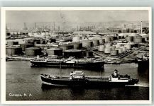 Curacao - Dampfer Hafen Oil refinery Erdölraffinerie Shell