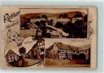 34508 W3542 Rattlar Gebrauchsspuren Ortsansicht Chaussee nach Usseln Gasthaus Wilh. Sude