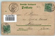 08393 O9612 Meerane 1898 Gebrauchsspuren Rathaus Kirche Bismarck-Denkmal Augustus-Straße Lithographie