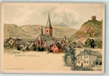 65391 W6223 Lorch , Rheingau Künstlerkarte Gasthaus zur Krone Kirche sign.
