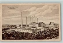 W6710 Frankenthal (Pfalz) Zuckerfabrik , qualmende Schornsteine AK Fabrik 1919 Gebrauchsspuren