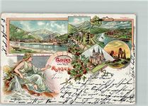 56841 W5580 Trarbach 1901 Lithographie Ruine Grafenburg Bad Wildstein Traben