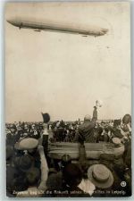 O7000 Leipzig Graf Zeppelin begrüßt die Ankunft seines Luftschiffes in Leipzig Zeppelin, F. Graf von 1909 Foto AK