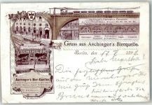 50667 W5000 Köln Deutz 105 1898 Gebrauchsspuren Gasthaus Aschinger's Bierquelle Bierfuhrwerk Lithographie