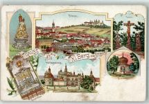 Pribram Pibrans Gebrauchsspuren Hauptaltar Brunnen Wallfahrtskirche Kloster Svatá Hora Lithographie