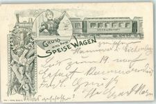 Gruss aus dem Speisewagen Jugendstil AK Speisewagen 1899