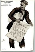 Berliner Tageblatt Zeitung sign. Paco Verlag Lapina Guerre Europeenee Patriotik WK I, Frankreich 1914