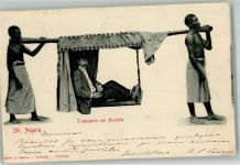Luanda 1905 Foto AK Tracht Transporte em Machila