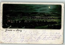 88316 W7972 Isny im Allgäu 1900 Lithographie / Mondschein Isny bei Nacht