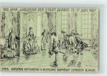 39261 O3400 Zerbst Künstlerkarte 900 Jährige Jubelfeier 1907 Kaiserin Katharina v. Russland empfängt Zerbster Bürger sign. Korn