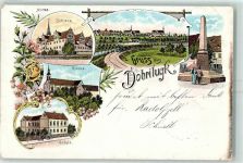 Dobrilugk Kloster 1897 Karte beschädigt Schloss Kirche Schule Denkmal Lithographie