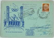 Olympiade 1936 Tor der Kampfbahn Sonderstempel WK II