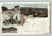 06333 O4270 Hettstedt , Sachs-Anh 1898 Lithographie Marktplatz Gesamtansicht Kaiserliches Postamt Saiger-Tor Bahnhof