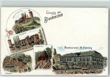 45525 W4320 Blankenstein , Ruhr Lithographie Burg Burgplatz Königsplatz Einsiedler Hütte Gasthaus Restaurant H. Petring