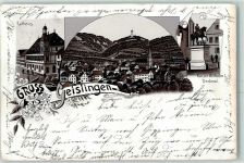 73312 W7340 Geislingen an der Steige 1899 Lithographie Rathaus Kaiser Wilhelm I. Denkmal