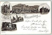 91781 W8832 Weißenburg i Bay 1900 Lithographie Progymnasium Apostelkirche Gasthaus Ludwigshöhe Kath. Kirche