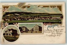 01809 O8312 Mügeln 1902 Lithographie Schule Albertstraße