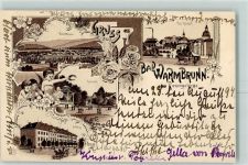 Bad Warmbrunn i. Rsgb. 1899 Lithographie Gruss aus Schloß Bäder AK
