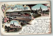 36381 W6490 Elm , Kr Schlüchtern 1897 Lithographie Bahnhof Eisenbahn Schloss Ramholz Burg Brandenstein