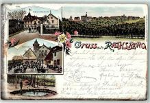 91080 W8525 Rathsberg 1899 Lithographie Hotel zur schönen Aussicht Gartenwirtschaft Quelle