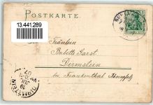 99842 O5906 Ruhla 1907 Prägedruck Reh und Rehbock Bahnpoststempel