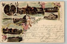 31535 W3057 Neustadt am Rübenberge 1898 Lithographie Große Brücke Weg nach Hannover Bahnhof Kleine Brücke Landratsamt