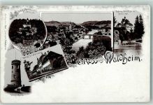 04736 O7305 Waldheim , Sachs Lithographie Schloss Kriebstein Königl. Strafanstalt Wachtthurm