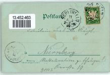 91443 W8533 Scheinfeld 1899 Lithographie / Mondschein Kriegerdenkmal Kloster Schloß Schwarzenberg