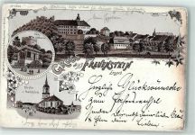 09623 O9202 Frauenstein Lithographie Park-Schlösschen Kirche Marktplatz