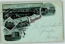 4650 Lambach Lithographie / Mondschein Sparkasse Portal Benediktiner Stift Bahnhof Marktplatz Ottmar Zieher