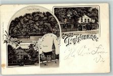 25421 W2080 Pinneberg 1899 Lithographie Hütte im Fahlt Gasthaus Zur Eiche F. Strupp Bahnhofshotel Kirche