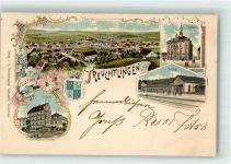 91757 W8830 Treuchtlingen 1901 Lithographie Schloß Bahnhof Rathaus