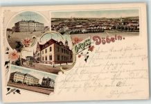 04720 O7300 Döbeln 1897 Gebrauchsspuren Realgymnasium Post Körnerplatzschule Lithographie