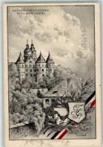 98553 O6056 Schleusingen 1912 - Gesang-Kränzchen Schloß Bertholdsburg Studenten-Wappen Studentika sign. Frühauf