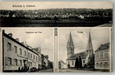56218 W5403 Kärlich Gebrauchsspuren Gasthaus zur Post Kirche St. Mauritius