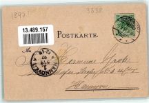 38364 W3338 Schöningen 1897 Gebrauchsspuren Post Kirche St. Lorenz Bahnhof Stadtkeller Litho