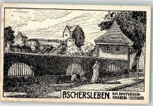 06449 O4320 Aschersleben , Sachs-Anh 1912 Radierung Am Apothekengraben nach Rohmeyer