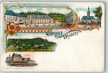 09419 O9377 Thum , Erzgeb Lithographie Bahnhof Marktplatz Schützenhöhe Georgenstein Bastei
